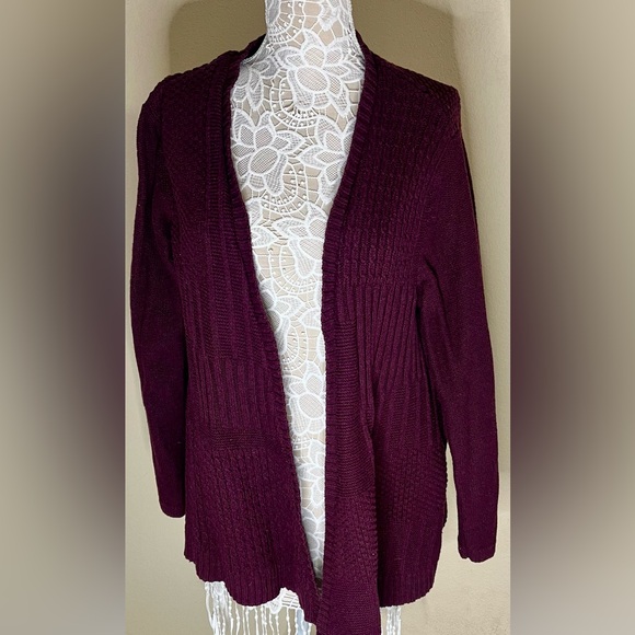 J. Jill Sweaters - J. Jill Purple Ribbed Knit Cozy Cardigan Sweater, Classic Casual- Acadamia, Work